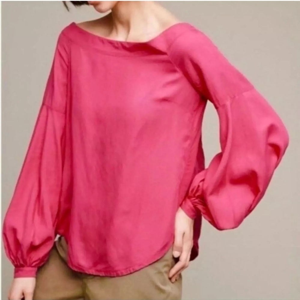 Anthropologie Floreat Hot Pink Mazza Off The Shoulder Top US 2
